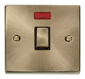 20A 1 Gang DP 'Ingot' Switch + Neon - Black