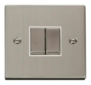 Plate Switch, 2 Gang 2 Way, White Insert Victorian