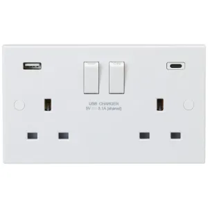 13A 2G DP Switched Socket with Dual USB A+C [5V DC