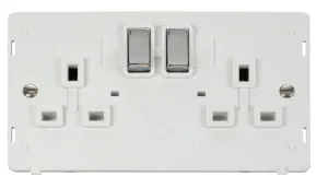 Ingot 2 Gang 13A DP Switched Socket Insert - White