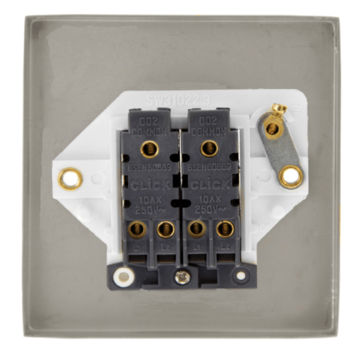 Plate Switch, 2 Gang 2 Way, Grey Insert Victorian