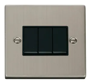 3 Gang 2 Way 10AX Switch - Black