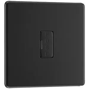 SCREWLESS FLATPLATE MATT BLACK UNSWITCHED 13A FUSE