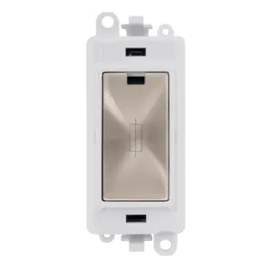 13A Fused Module - White - Brushed Stainless