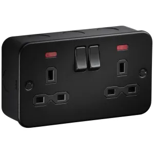 Metalclad 13A 2G DP Switched Socket with neons - T