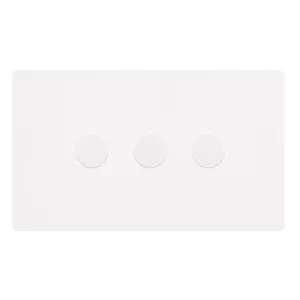 3 GANG 2 WAY 100W DIMMER SWITCH - METAL WHITE