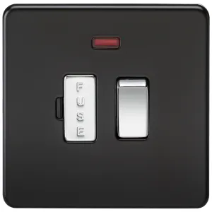 13A Switched Fused Spur Unit with Neon - Matt Blac