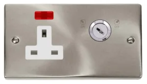 13A 1 Gang DP Key Lockable Socket With Neon