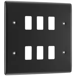 GRID FRONT PLATE NEXUS METAL MATT BLACK - 6 GANG