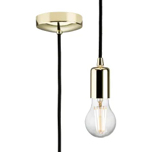 1.8m E27 Contemporary Pendant Set - Polished Brass