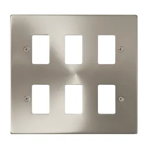 6 Gang GridPro Frontplate - Satin Chrome