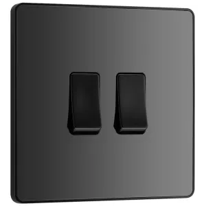 EVOLVE BLACK CHROME (BLACK) DOUBLE LIGHT SWITCH, 2