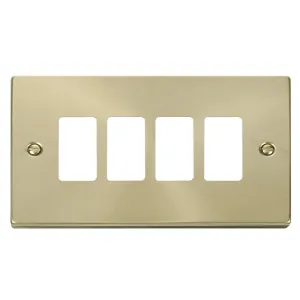 4 Gang GridPro Frontplate - Satin Brass