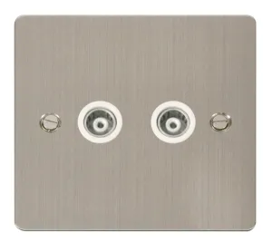 2 Gang Isolated Coaxial Socket  - White