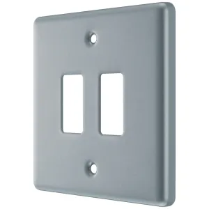 GRID FRONT PLATE METAL CLAD - 2 GANG
