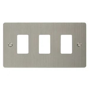 3 Gang GridPro Frontplate - Stainless Steel