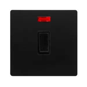 20A DOUBLE POLE SWITCH WITH NEON - MATT BLACK COVE
