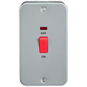 Metal Clad 45A DP Switch with Neon - Large Plate -