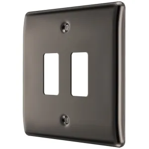 GRID FRONT PLATE MTL NX - BLACK NICKEL - 2 GANG