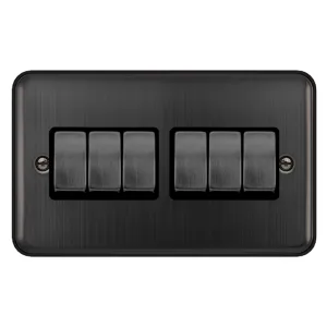 10AX INGOT 6 GANG 2 WAY PLATE SWITCH - MATT BRONZE