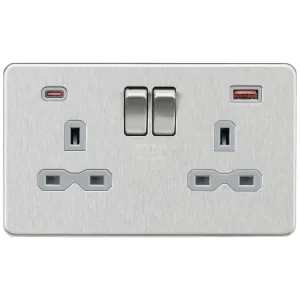 13A 2G DP Switched Socket with Dual USB A+C 20V DC