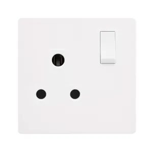 15A ROUND PIN SWITCHED SOCKET - METAL WHITE COVER
