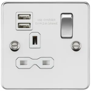 13A 1G SP Switched Socket with Dual USB A+A (5V DC
