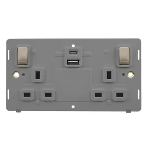 13A Ingot 2 Gang Switched Safety Shutter Socket Ou