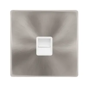 SINGLE TELEPHONE MASTER OUTLET - BRUSHED STEEL COV
