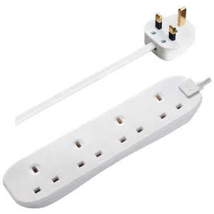 4 SOCKET 1M 13 AMP EXTENSION LEAD WHITE