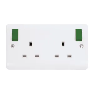 13A 2G DP SW SOCKET OB GREEN ROCKERS