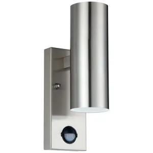 STAINLESS STEEL LED PIR WALL LIGHT UP/DOWN 500LM 8