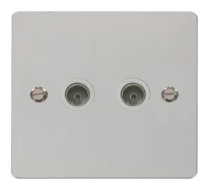 2 Gang Coaxial Socket  - White