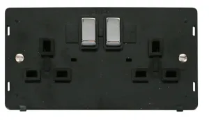 Ingot 2 Gang 13A DP Switched Socket Insert - Black