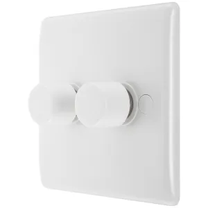 WHITE NEXUS MOULDED 200W DOUBLE DIMMER SWITCH, 2-W