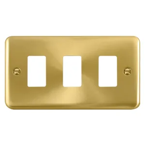 3 Gang GridPro Frontplate - Satin Brass