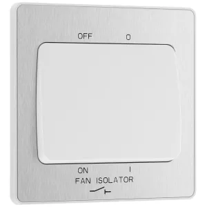 EVOLVE BRUSHED STEEL (WHITE) FAN ISOLATOR SWITCH,