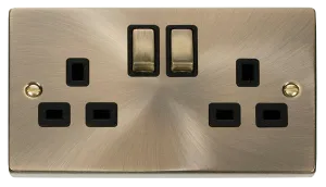 2 Gang 13A DP 'Ingot' Switched Socket Outlet - Bla