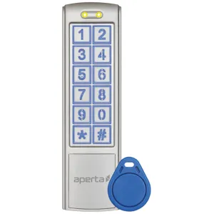 SILVER PROXIMITY/CODE ENTRY KEYPAD c/w 10 TAGS