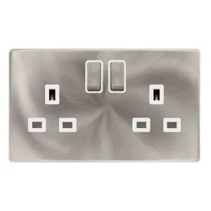 13A INGOT 2 GANG DP SWITCHED SOCKET - BRUSHED STEE
