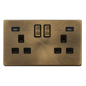 13A INGOT 2 GANG SWITCHED SOCKET WITH 2.1A USB OUT