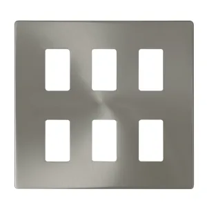 6 Gang GridPro Frontplate - Brushed Stainless