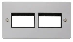 2 Gang Plate (3+3) Switch Aperture  - Black