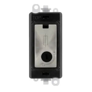 13A Fused Lockable Module - Black - Satin Chrome