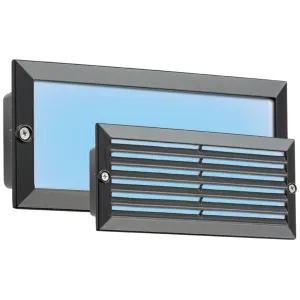 230V IP54  5W Blue LED Recessed Brick Light - Blac