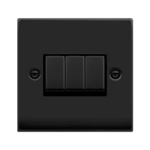 VP MATT BLACK INGOT 10A 3GANG 2-WAY SWITCH