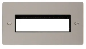 2 Gang Plate 6 In-Line Switch Aperture  - Black