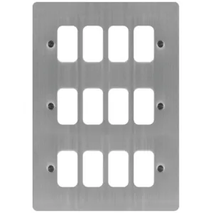 GRID FRONT PLATE 3 X 4 BRUSHED STEEL