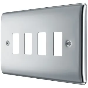 GRID FRONT PLATE METAL NEXUS - CHROME - 4 GANG