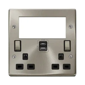 2 GANG 3 PIN SAFETY SHUTTER TYPE A & C USB SWITCHE